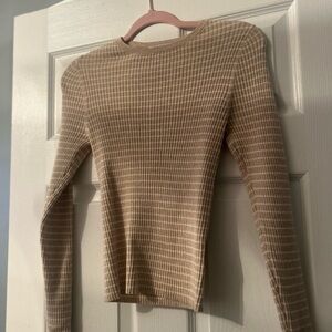 Beige Ribbed Long Sleeve Top Old Navy